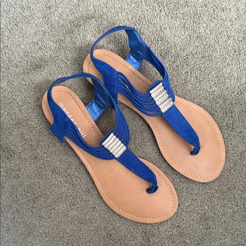 Madden Girl Royal Blue Sandals with Rhinestone Accent - Picture 3 of 5